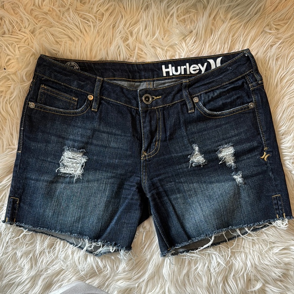 Hurley Women's Distressed Denim Shorts - Black